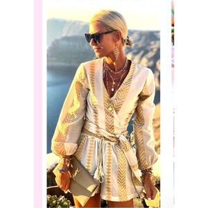 Kasia handmade in Greece resort wear coastal chic wrap top Sz XS